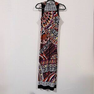 Valerie Bertinelli Maxi Dress Size 8 Multicolor Sleeveless Geometric Print